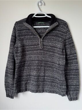 Woolrich Quarter Zip Knit Sweater | Cozy Coastal Pullover | Neutral Grey